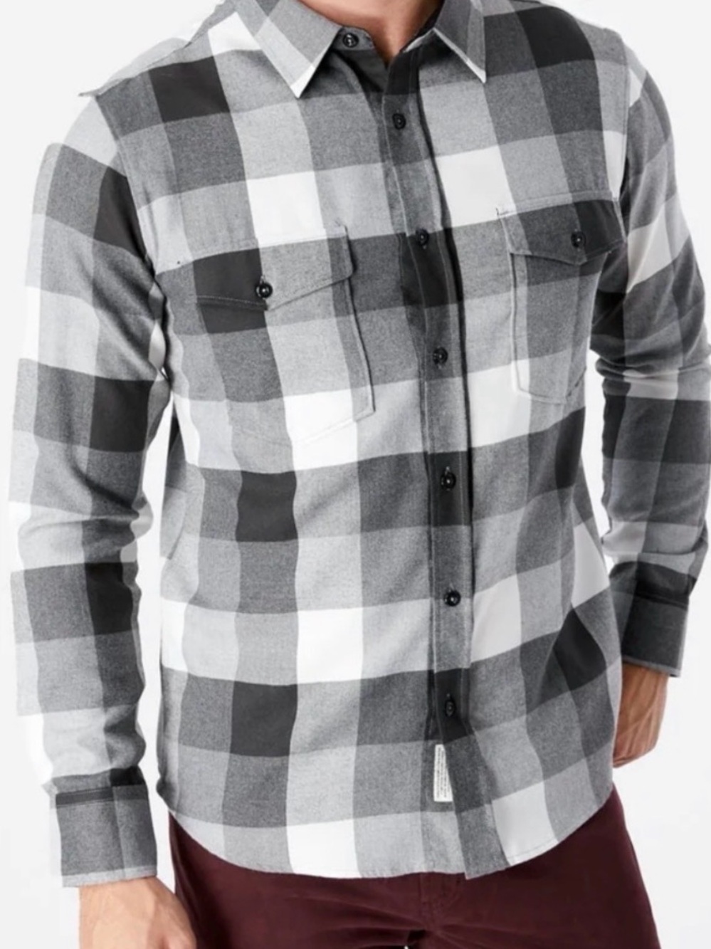 Men's 7 Diamonds Gray & White Check Plaid Button-Down Archer Shirt